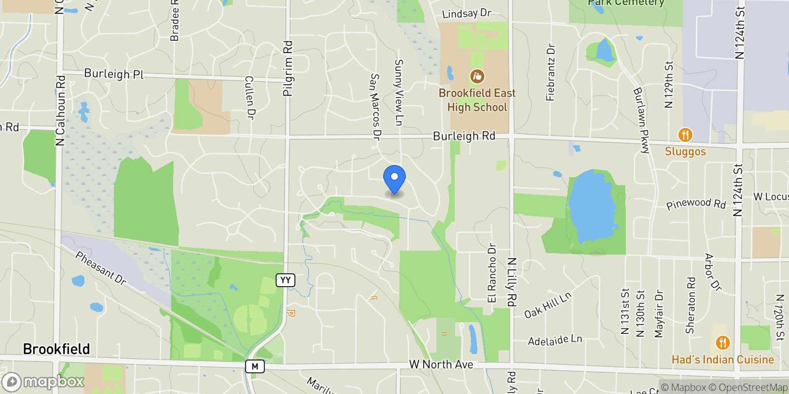 Map showing 14840 Pomona Rd. , Brookfield, WI 53005, Brookfield, Wisconsin, United States.