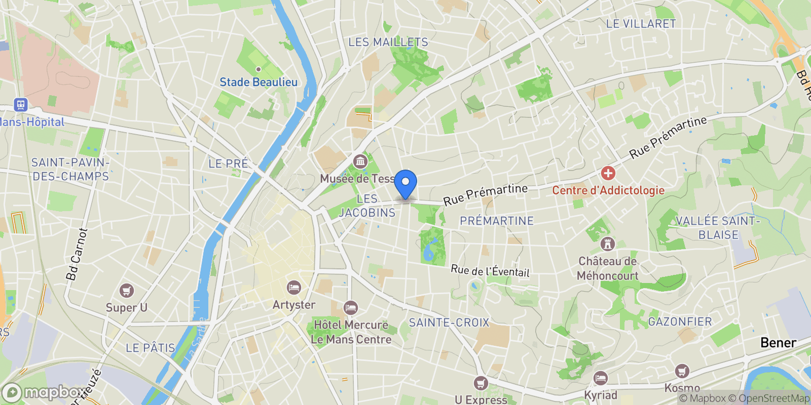 Map showing Le Mans, Pays de la Loire, France.