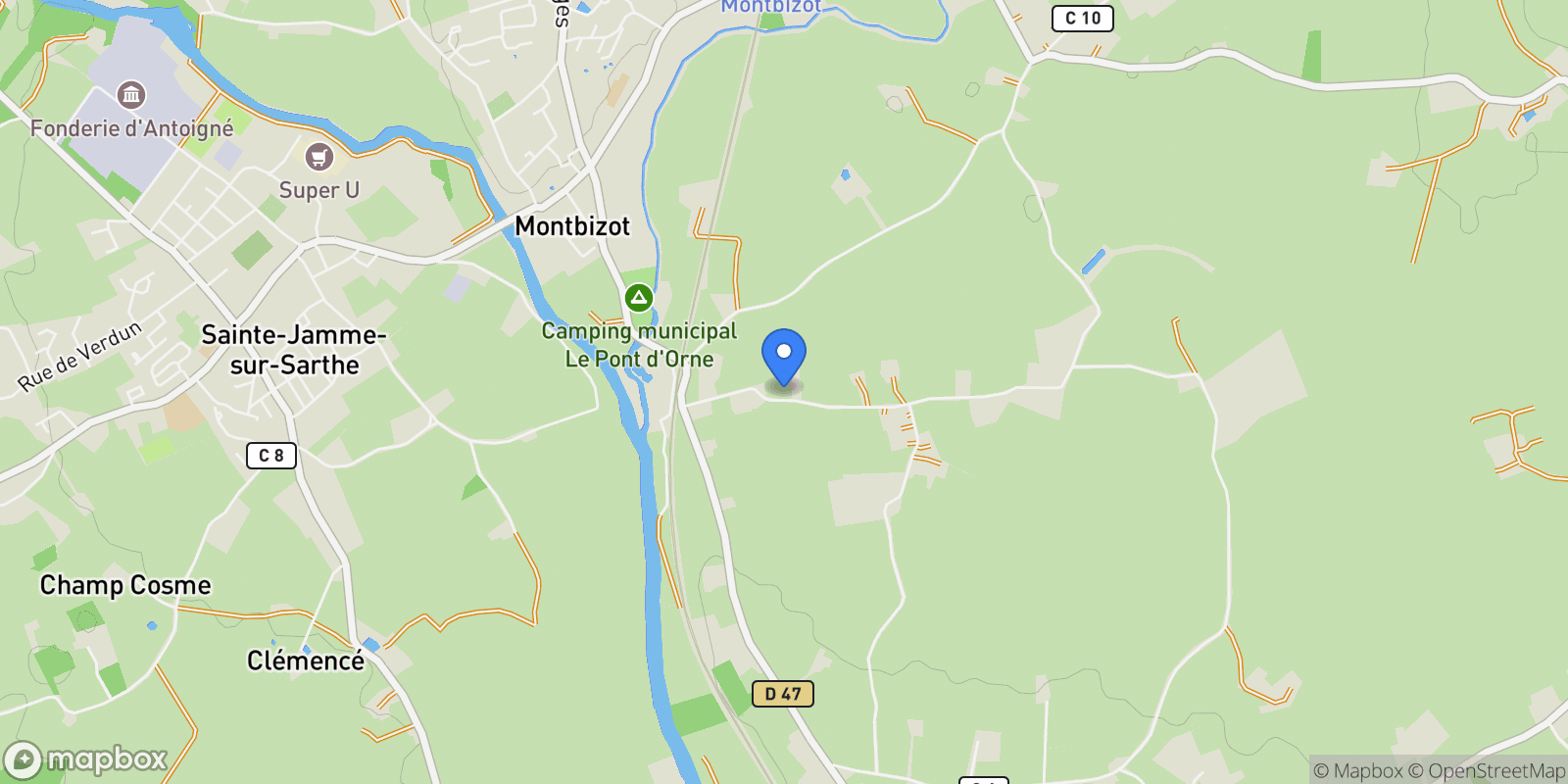 Map showing Montbizot, Pays de la Loire, France.