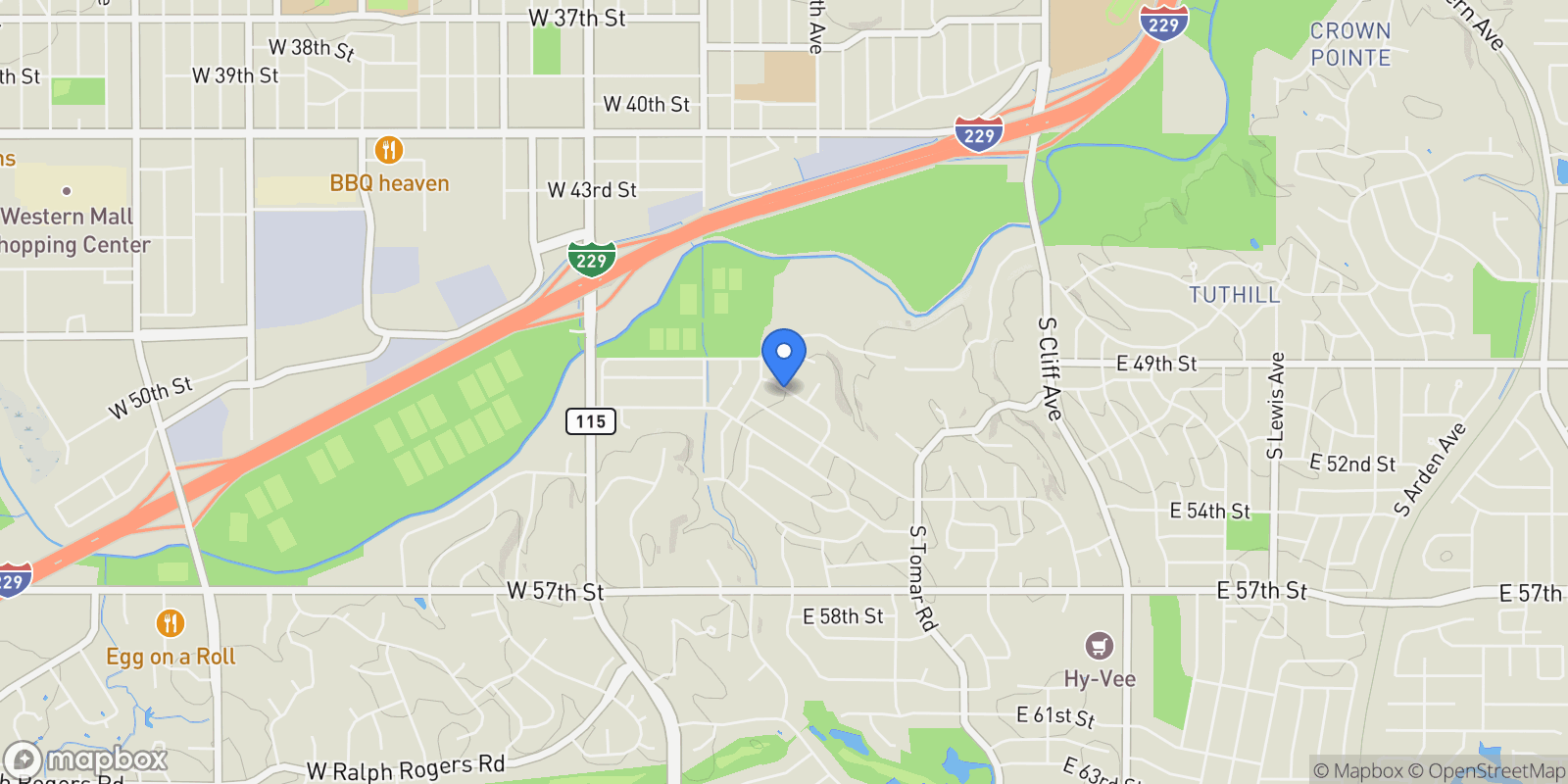 Map showing 317 E Aspen Dr, Sioux Falls, SD 57105, Sioux Falls, South Dakota, United States.