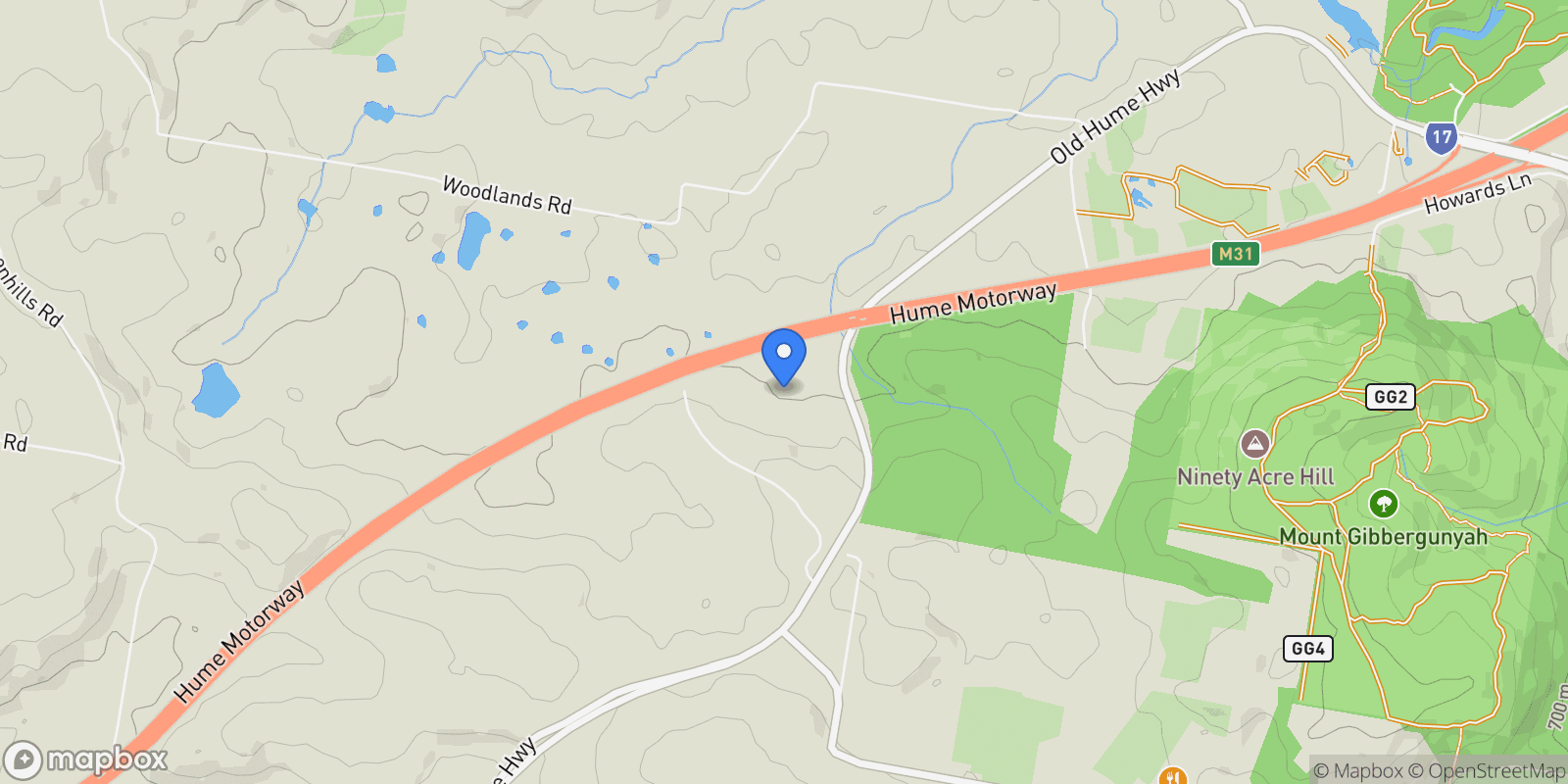 Map showing 2680 Old Hume Highway, Woodlands, New South Wales, Australia.