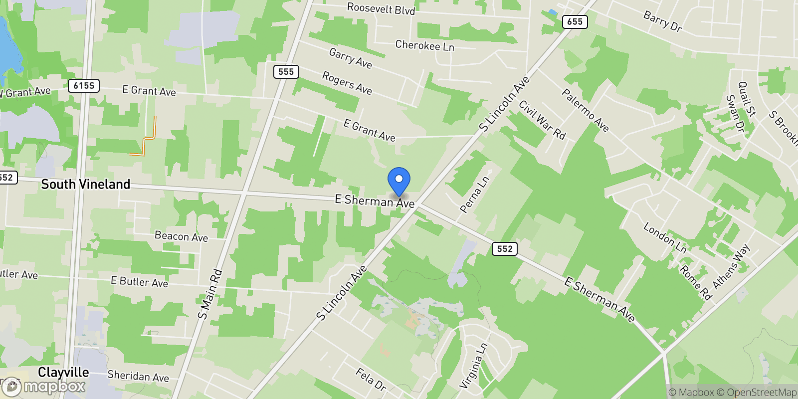 Map showing 1466 E Sherman Avenue, Vineland, NJ 08361, Vineland, New Jersey, United States.