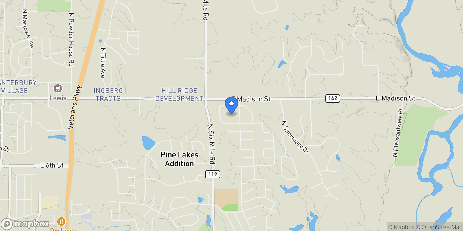 Map showing 8121 E Silver Birch Cir, Sioux Falls, SD 57110, Sioux Falls, South Dakota, United States.