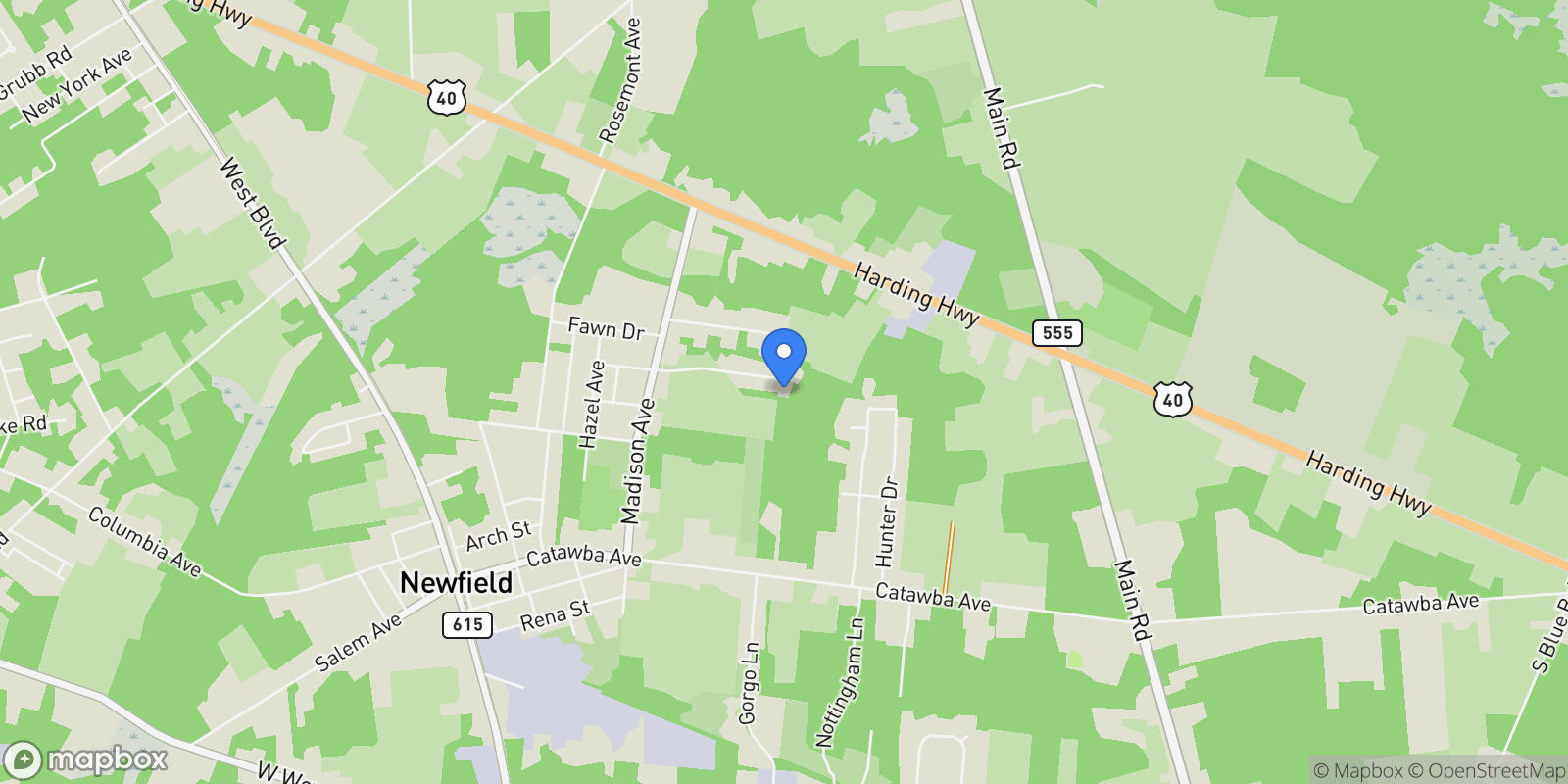 Map showing 329 Stotesbury Avenue, Newfield, NJ 08344, Newfield, New Jersey, United States.