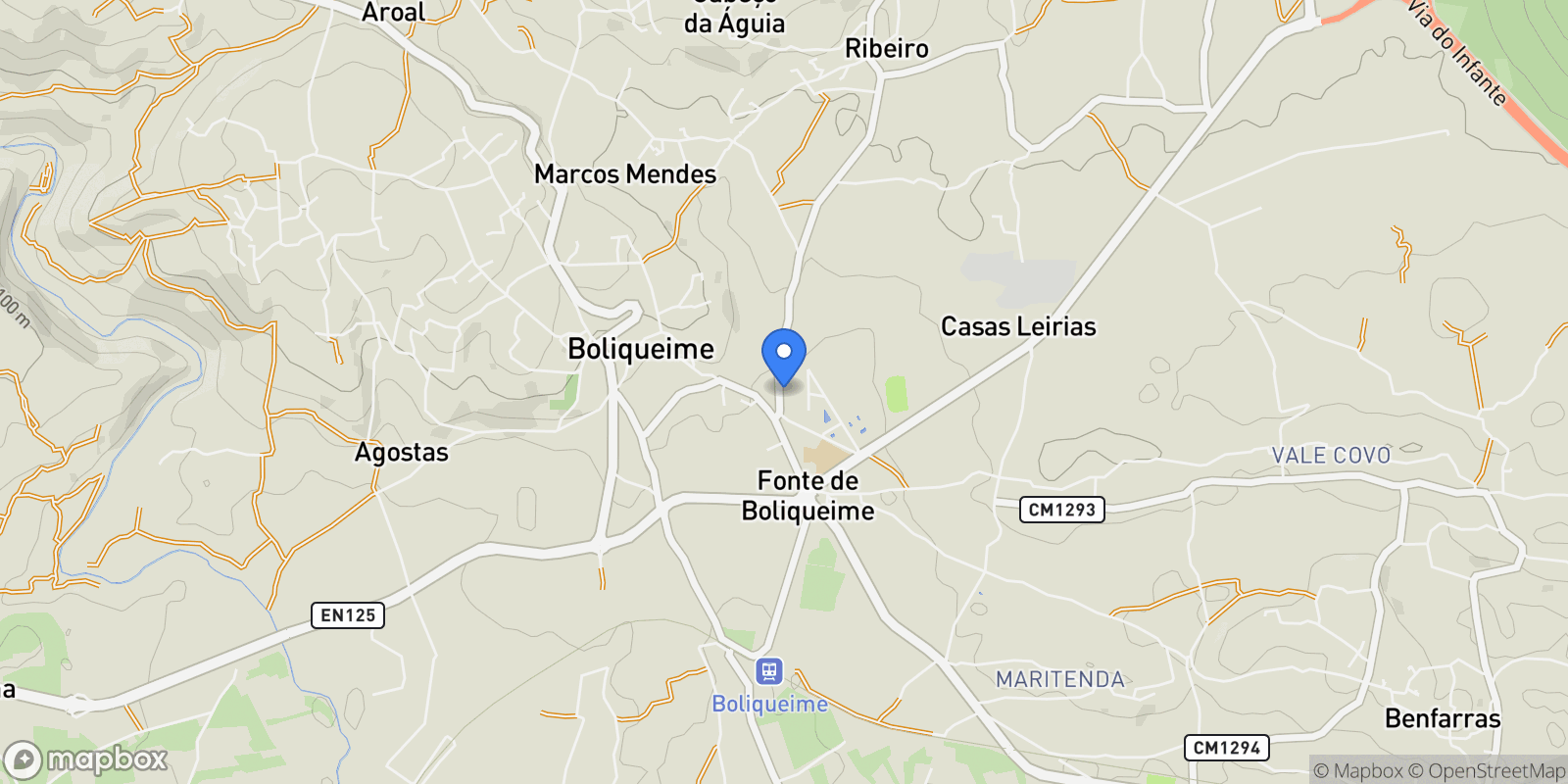 Map showing Loulé, Faro, Loulé, Boliqueime, Algarve, Portugal.