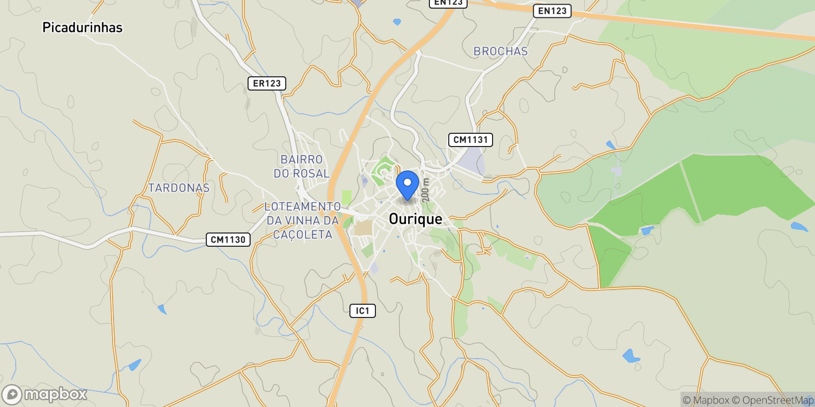 Map showing Ourique, Beja, Ourique, Ourique, Beja District, Portugal.
