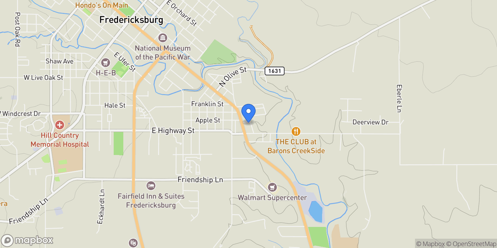 Map showing 1201 Crenwelge Drive, Fredericksburg, Texas, United States.