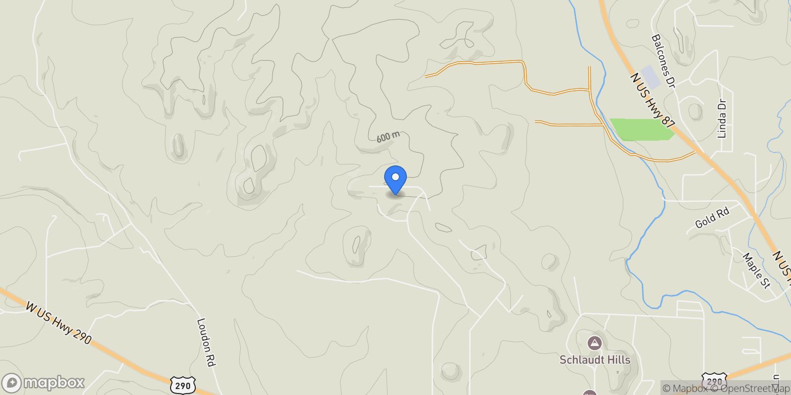 Map showing 193 W Ledge Stone Drive, Fredericksburg, Texas, United States.