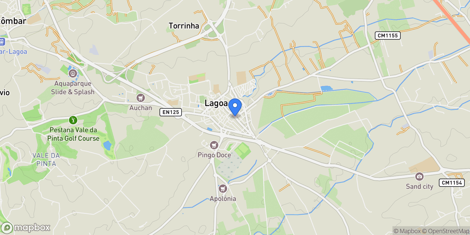 Map showing Lagoa (Algarve), Faro, Lagoa (Algarve), Lagoa e Carvoeiro, Algarve, Portugal.