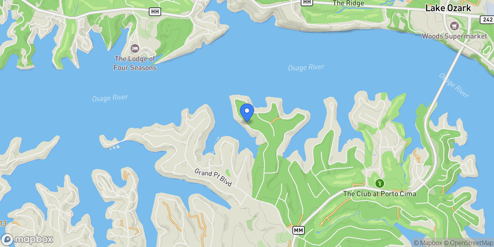 Map showing 384 Grand View Drive, Sunrise Beach, MO 65079, Sunrise Beach, Missouri, United States.
