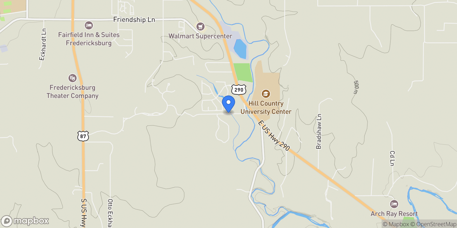 Map showing Lot 2 Mariposa Drive, Fredericksburg, Texas, United States.