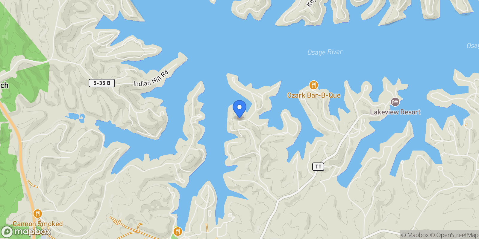 Map showing 125 Sailaway Bay Drive, Sunrise Beach, MO 65079, Sunrise Beach, Missouri, United States.