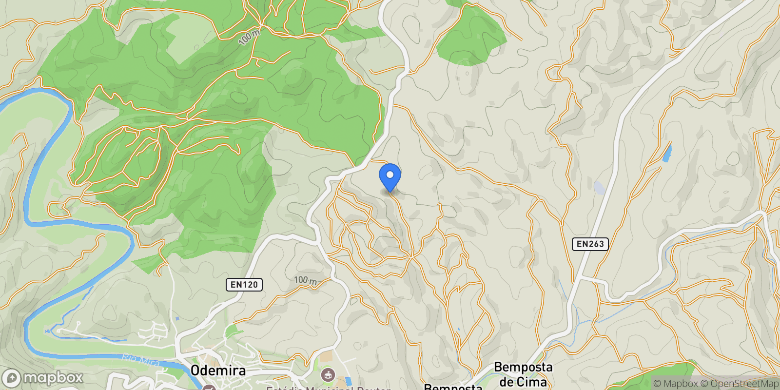 Map showing Odemira, Beja, Odemira, Sao Salvador e Santa Maria, Beja District, Portugal.