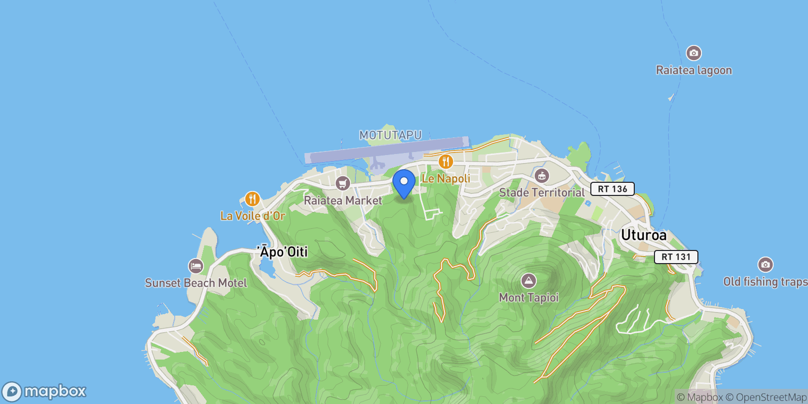 Map showing Uturoa, Leeward Islands, French Polynesia.