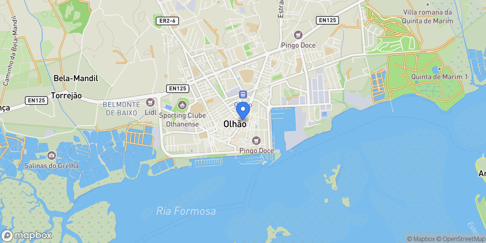 Map showing Olhão, Faro, Olhão, Olhao, Algarve, Portugal.