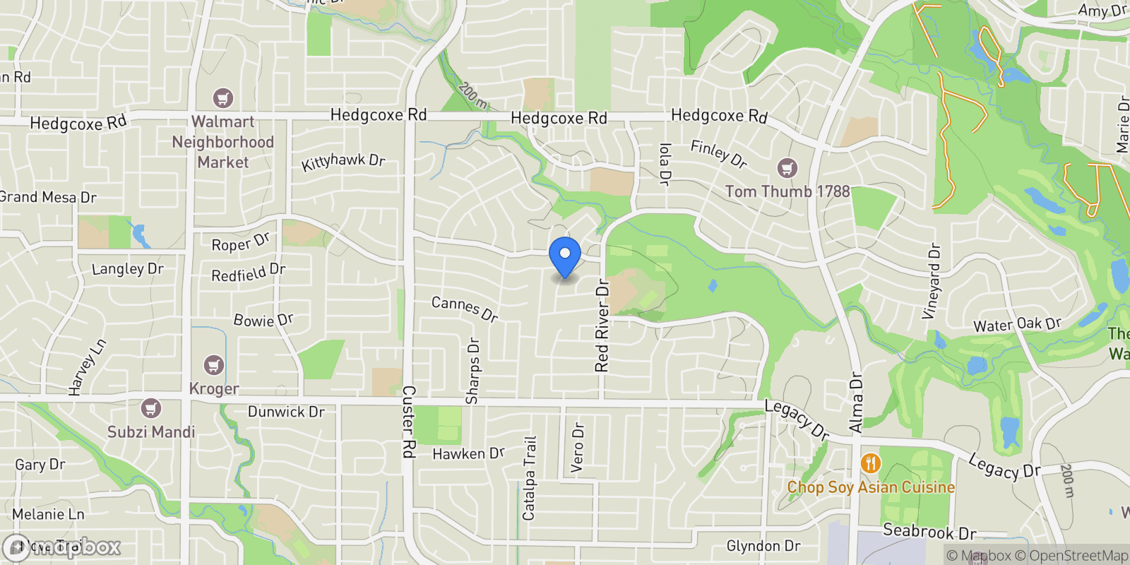 Map showing 7412 Breckenridge Drive, Plano, Texas, United States.
