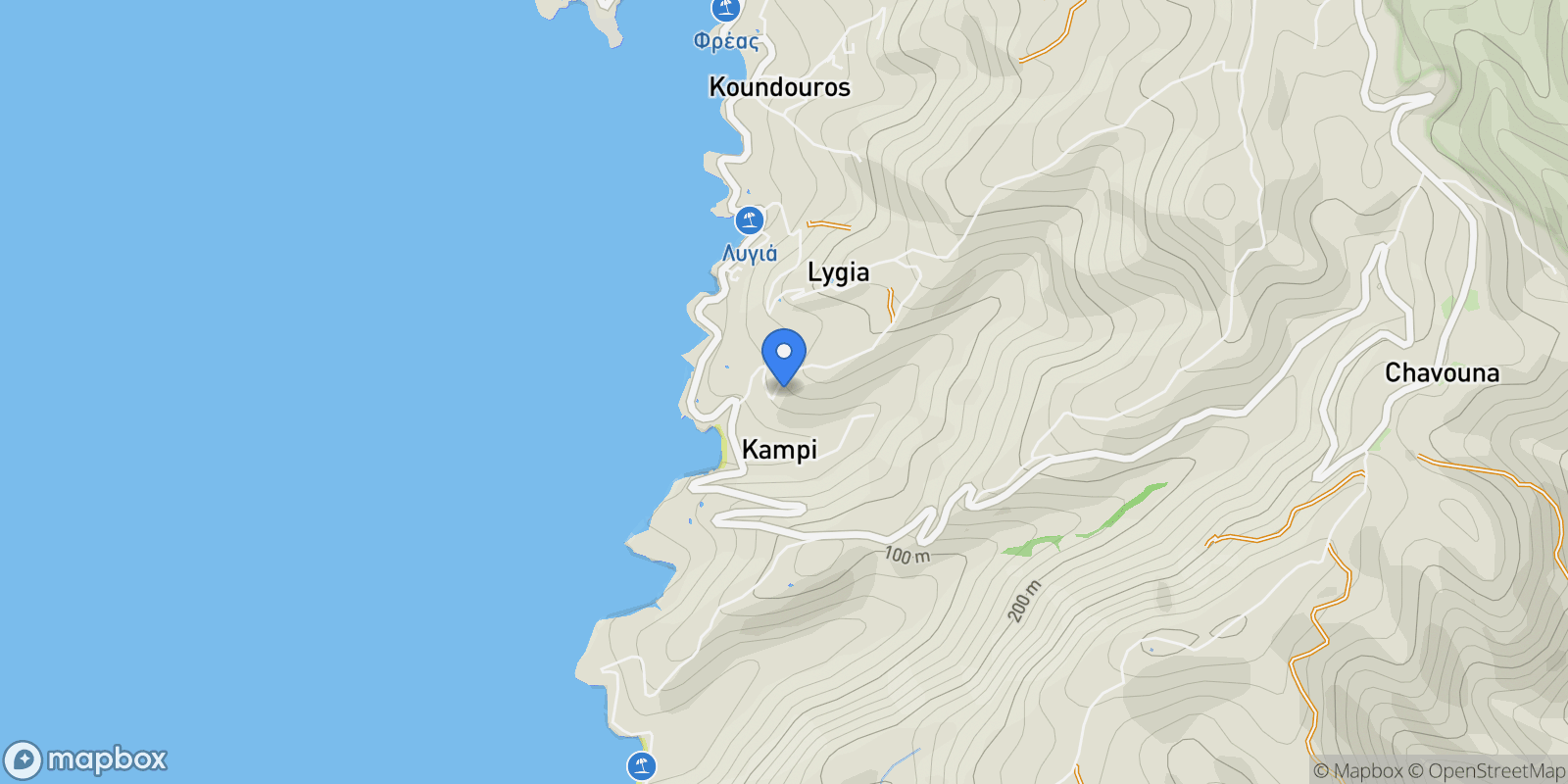 Map showing Kampi Panopê, Kea, Kea, Aegean, Greece.