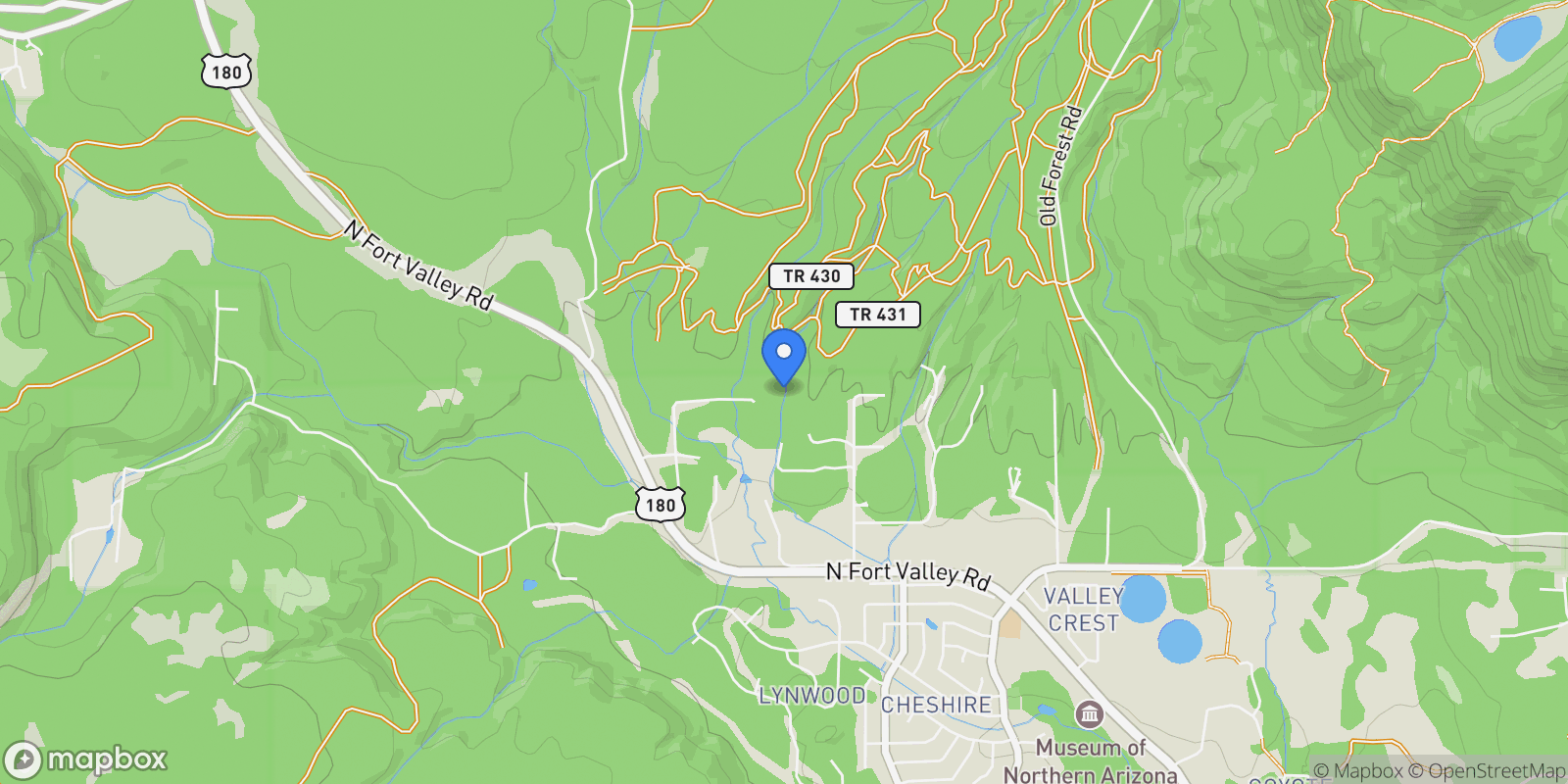 Map showing 2750 W Forest Hills Drive, Flagstaff, Arizona, United States.