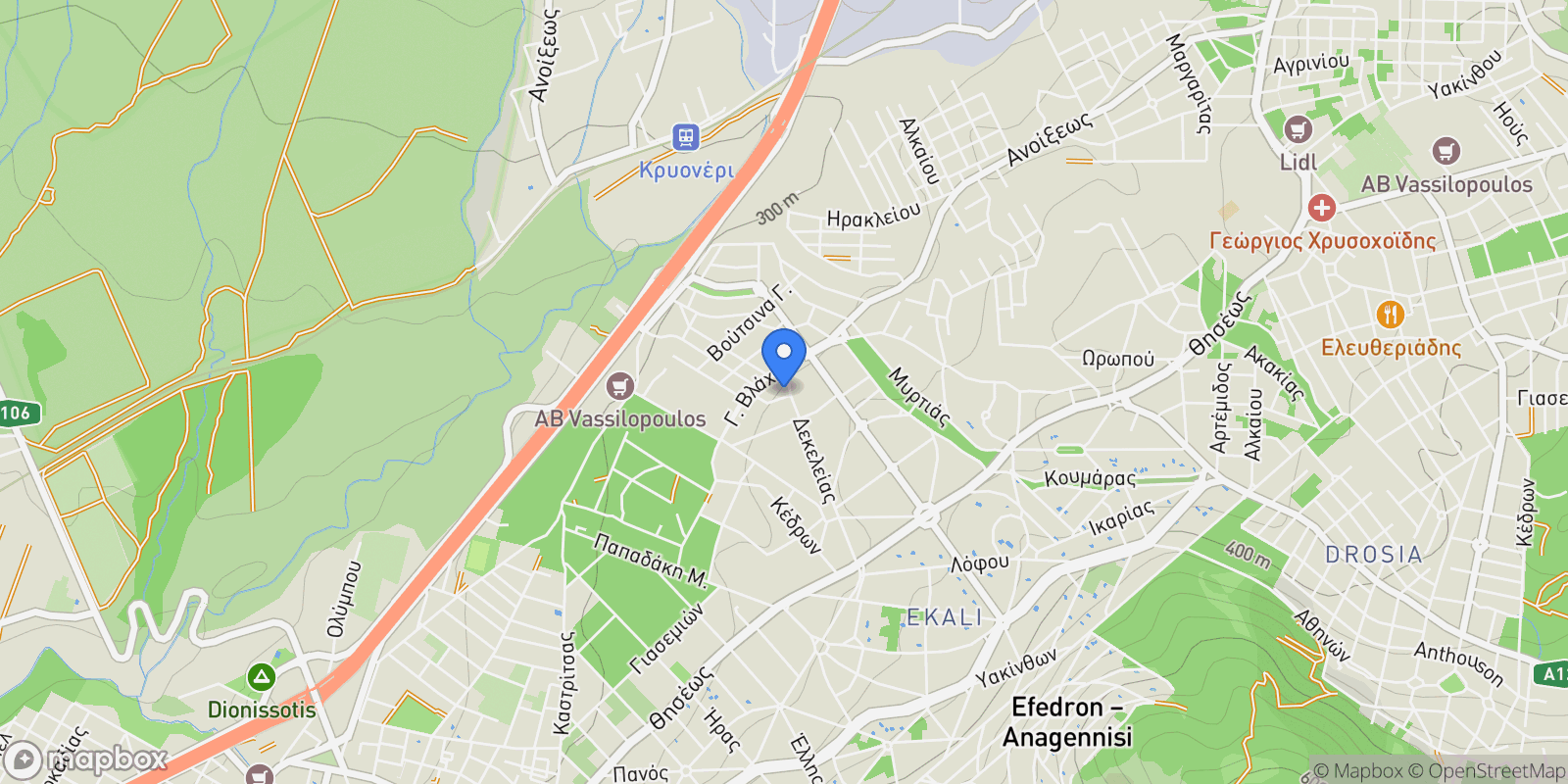 Map showing Ekali, Attica, Greece.