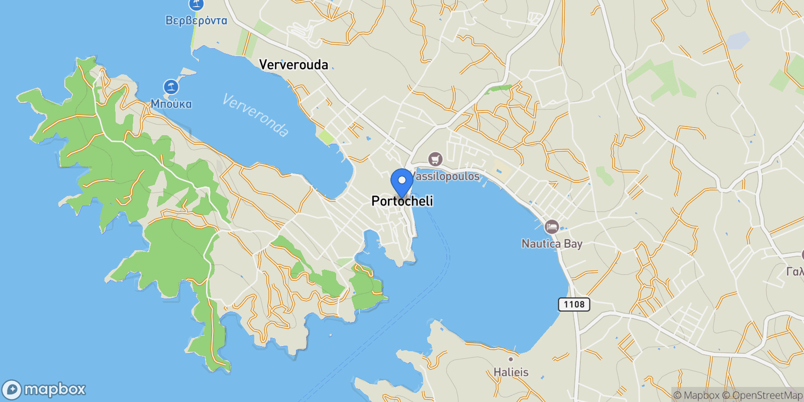 Map showing Porto Heli Starcrest, Porto Heli, Koinotita Portoxeliou, Kranidi, Greece.