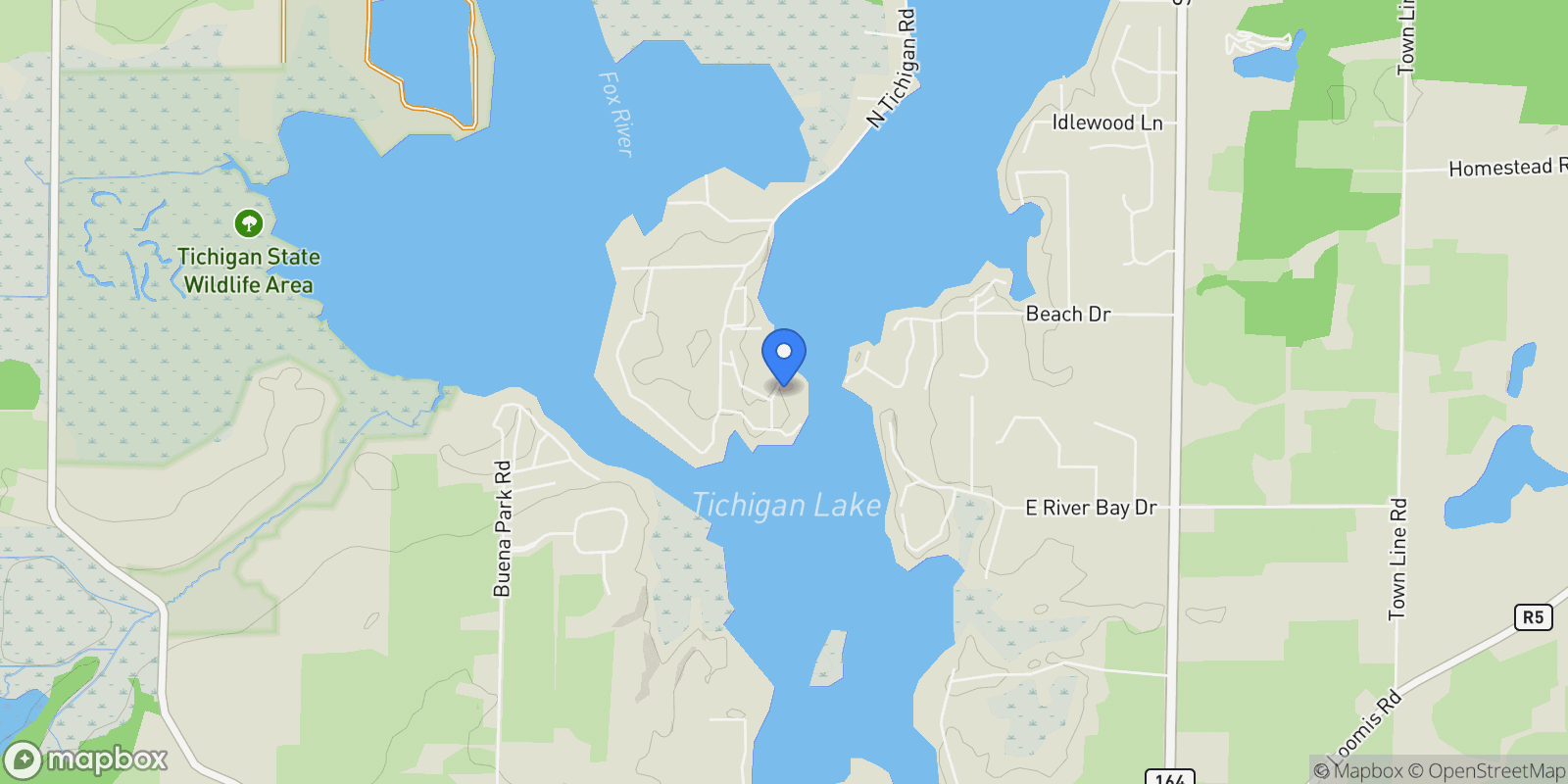Map showing 6507 Willow Court, Tichigan, Wisconsin, United States.