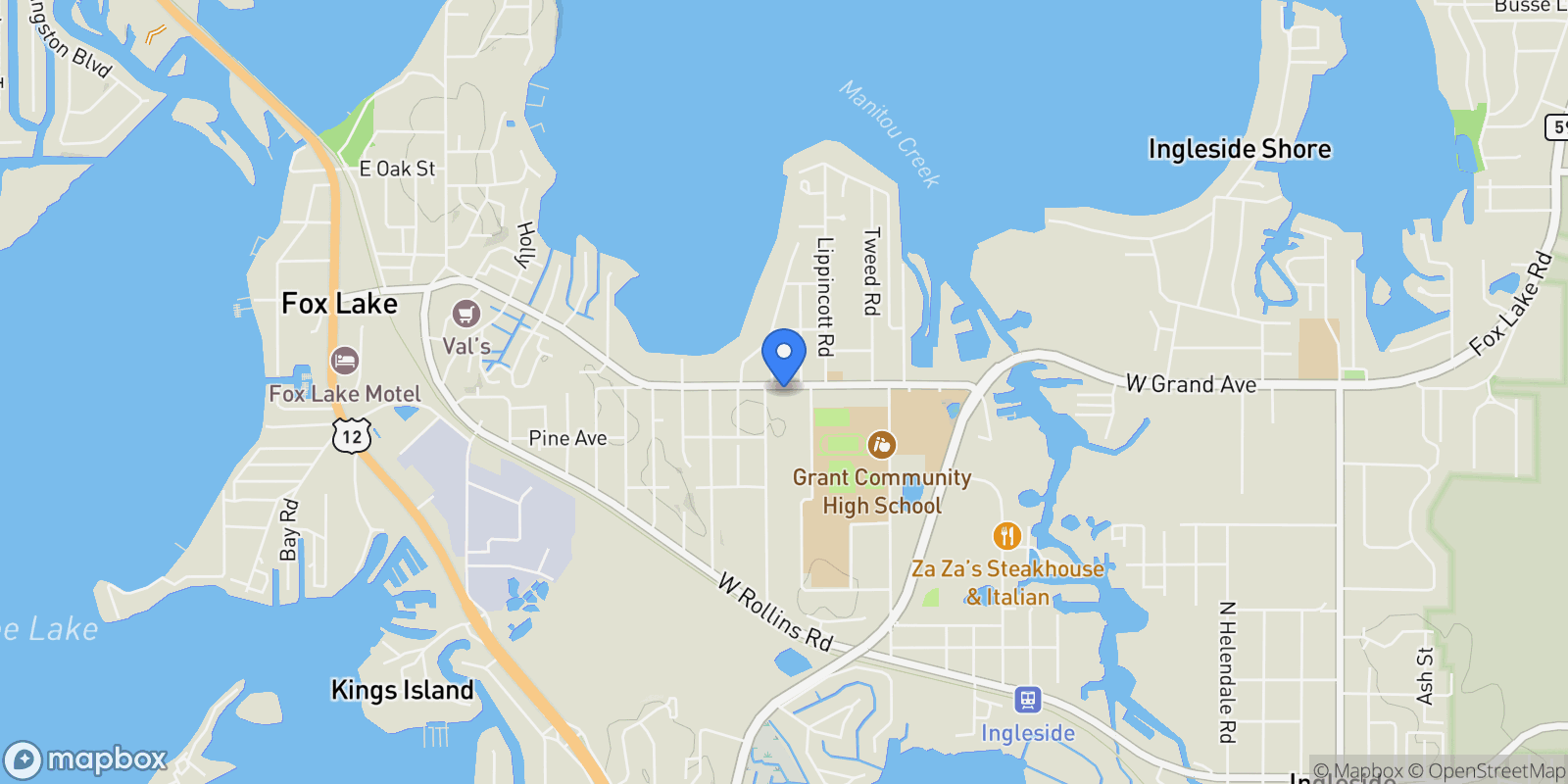 Map showing 235 E Grand Avenue, Ingleside, Illinois, United States.