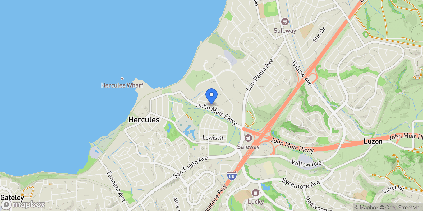 Map showing 1861 Shasta Lane, Hercules, CA 94547, Hercules, California, United States.