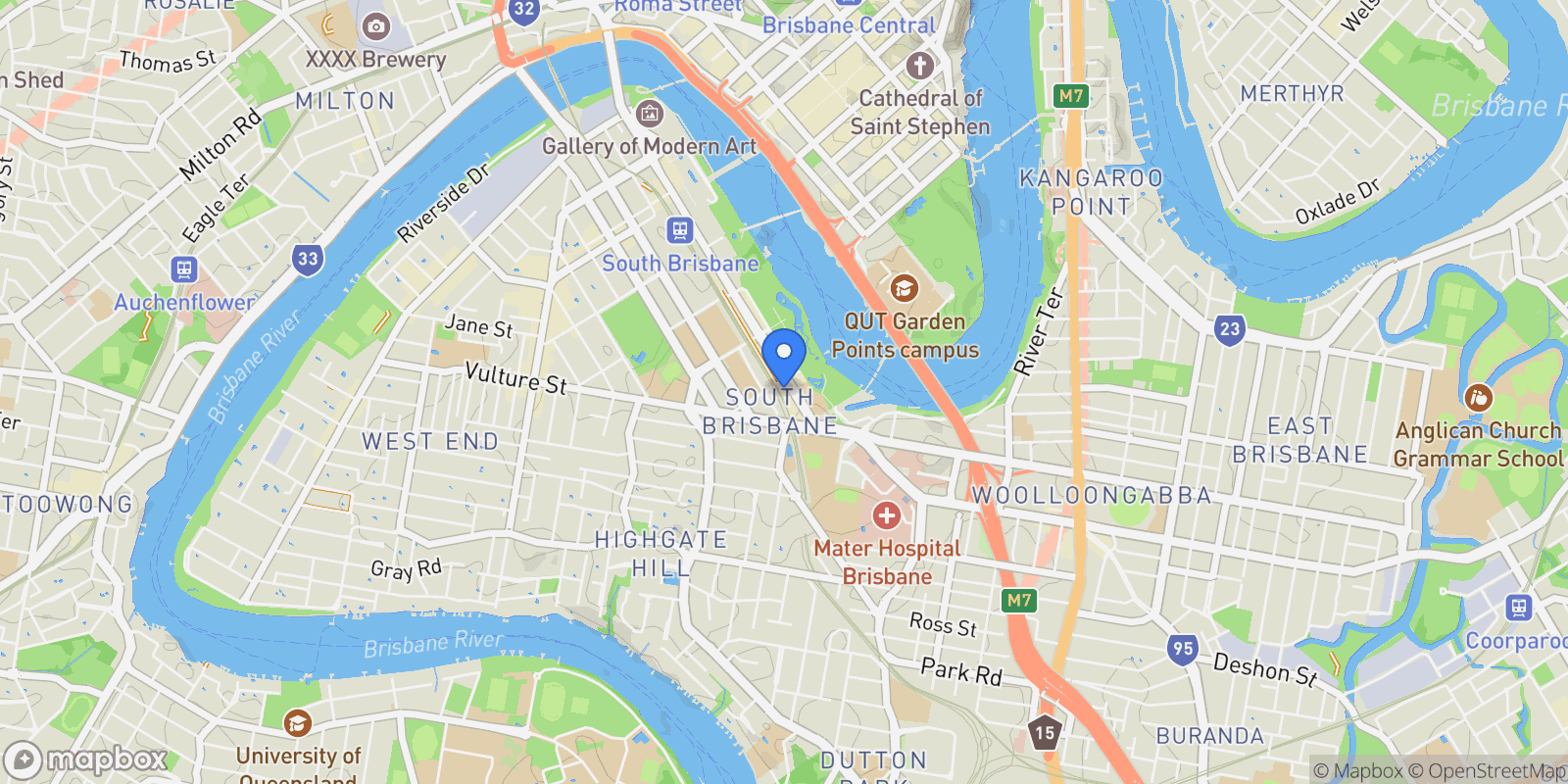 Map showing 2001/35 Tribune St, South Brisbane QLD 4101, Australia, South Brisbane, Queensland, Australia.