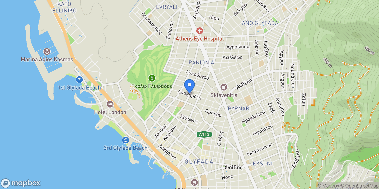 Map showing Center, Glyfada, Attica, Greece.