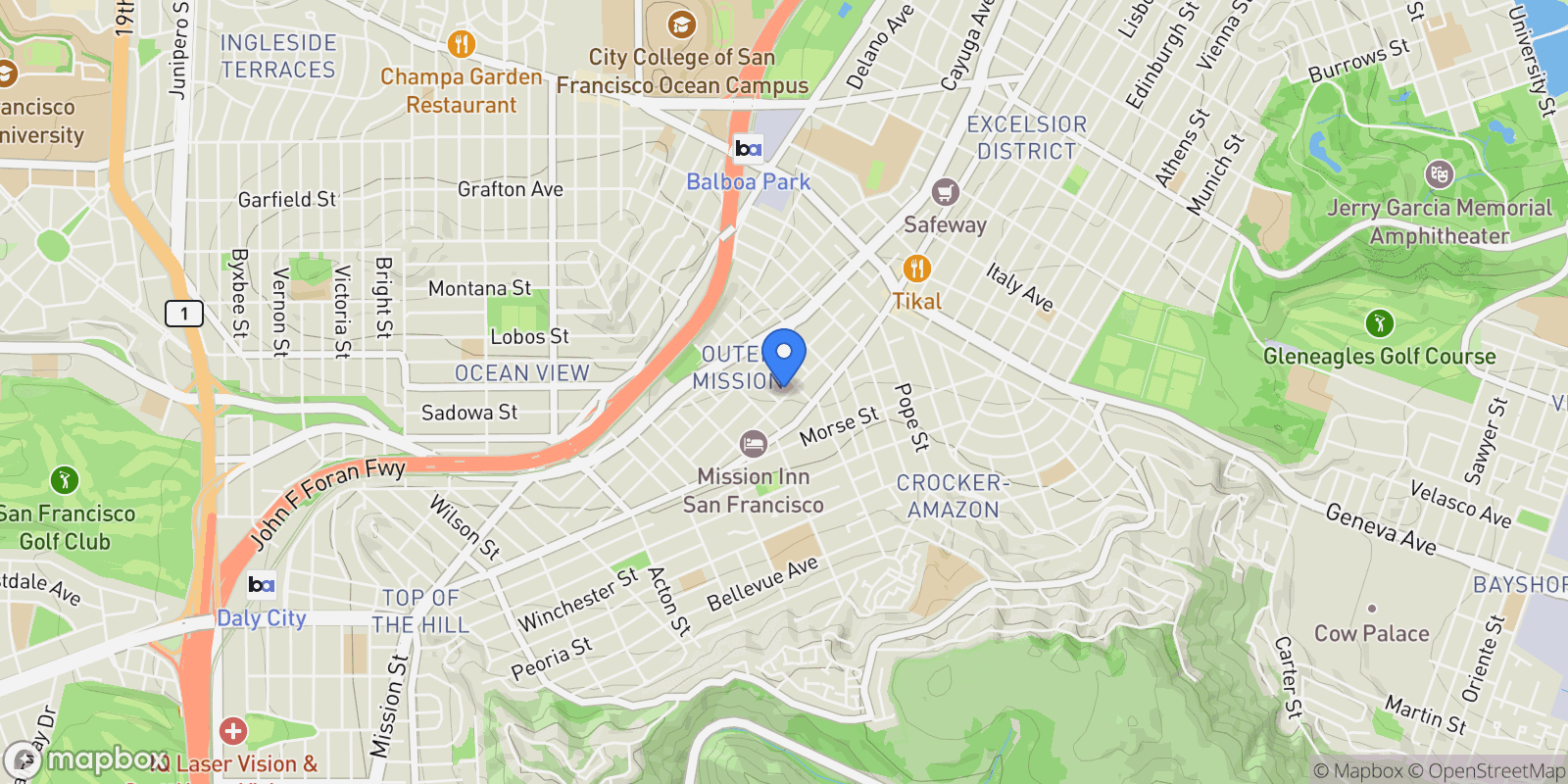 Map showing 53 Foote, San Francisco, CA 94112, San Francisco, California, United States.
