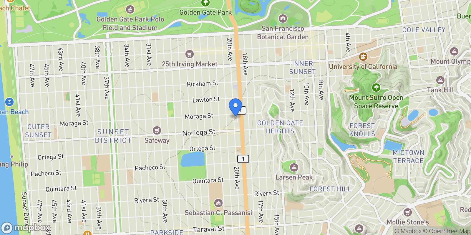 Map showing 1716 20th, San Francisco, CA 94122, San Francisco, California, United States.