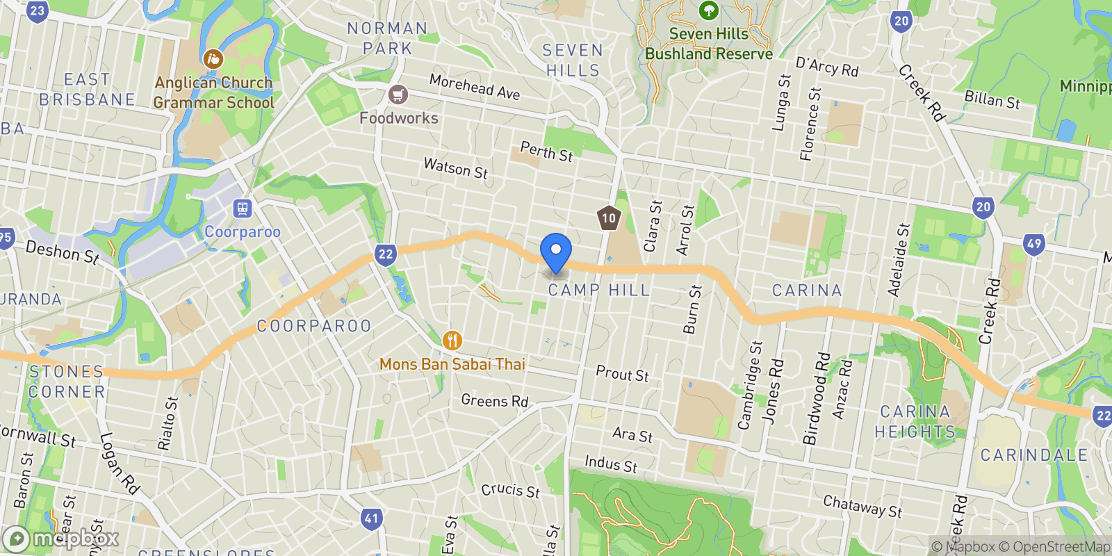Map showing 14 Tarana St, Camp Hill QLD 4152, Australia, Camp Hill, Queensland, Australia.