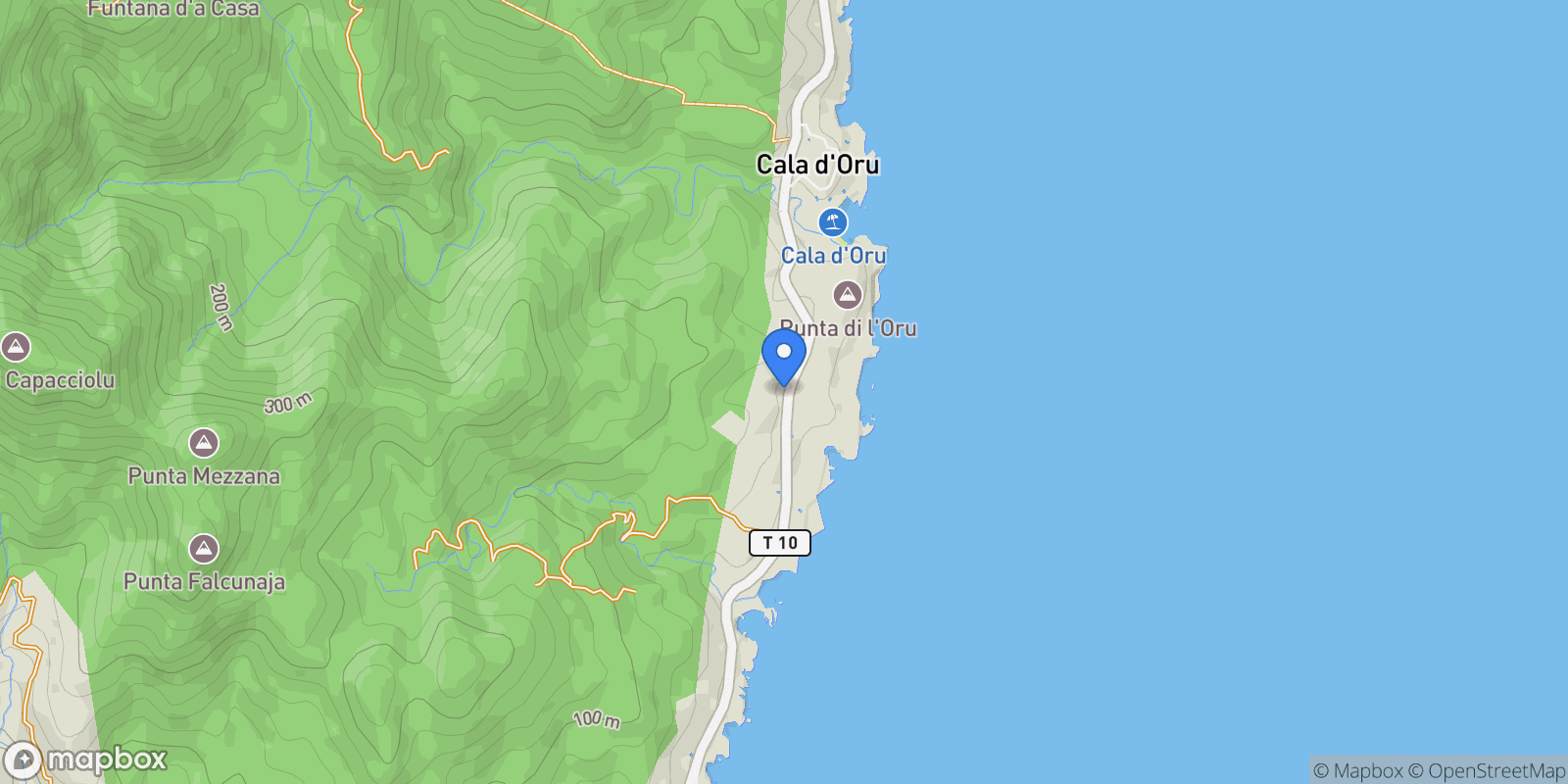 Map showing Sari-Solenzara, Corsica, France.