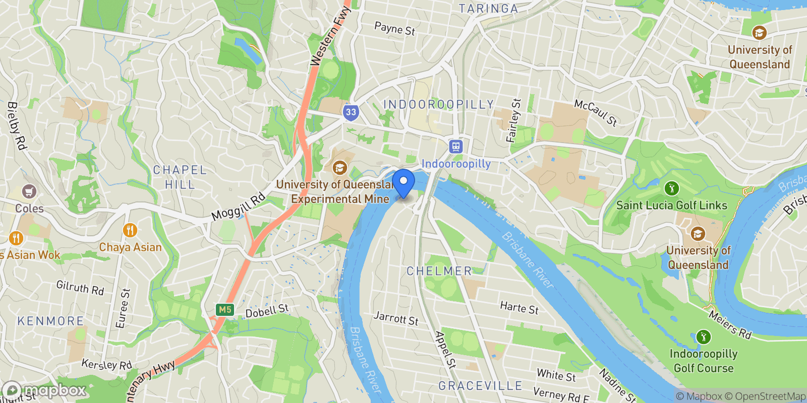 Map showing 25 Regatta St, Chelmer QLD 4068, Australia, Chelmer, Queensland, Australia.