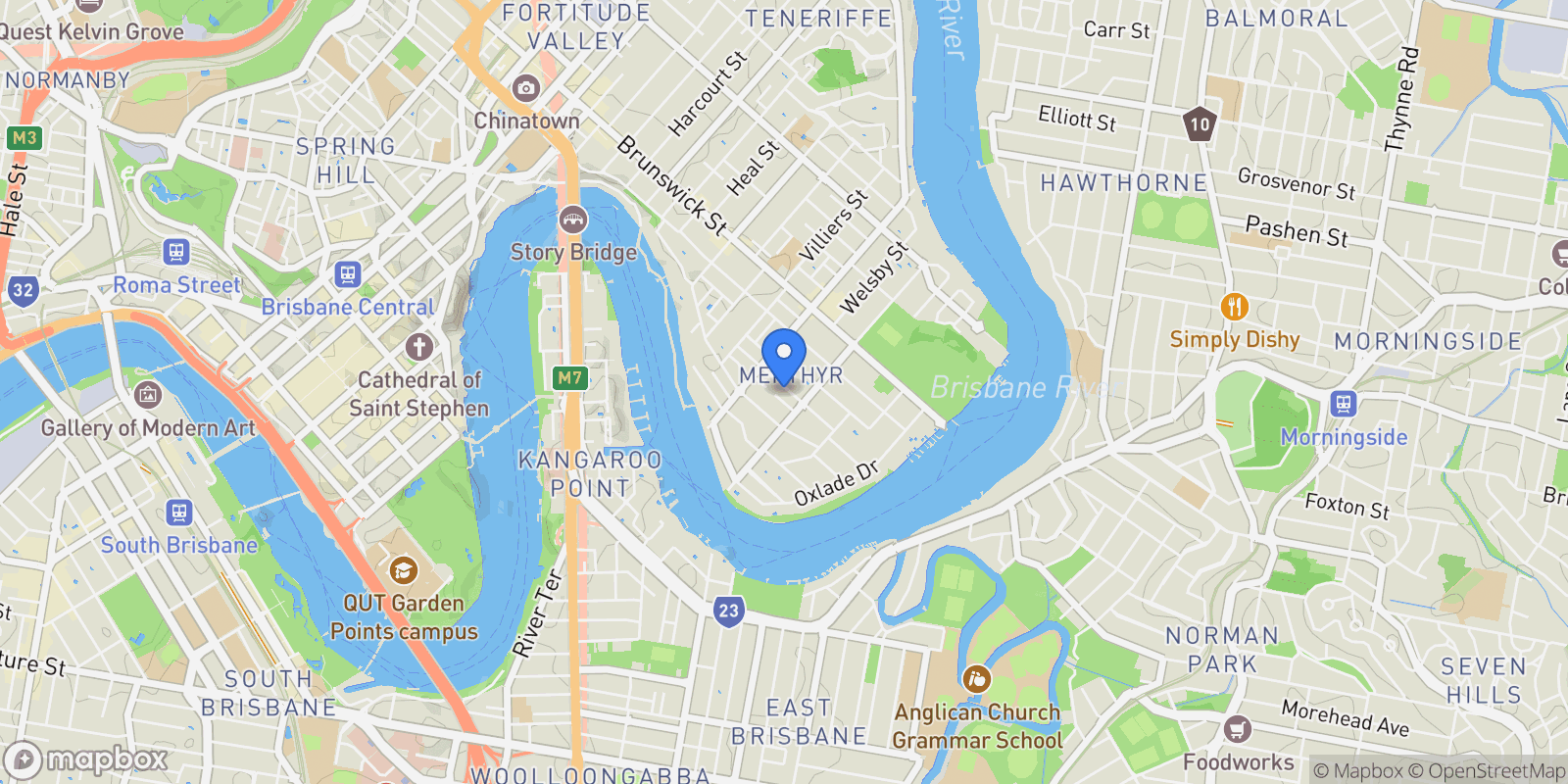 Map showing 35 Abbott St, New Farm QLD 4005, Australia, New Farm, Queensland, Australia.