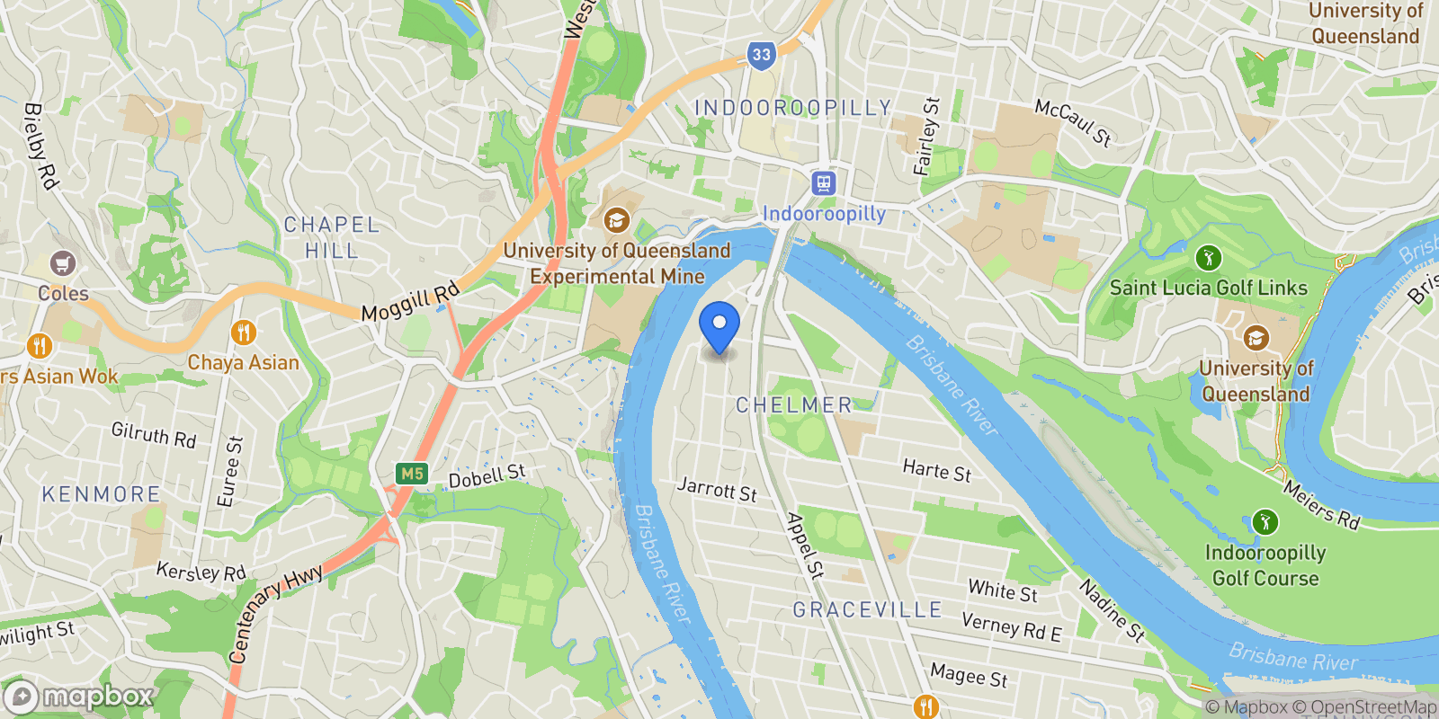 Map showing 65 Victoria Ave, Chelmer QLD 4068, Australia, Chelmer, Queensland, Australia.