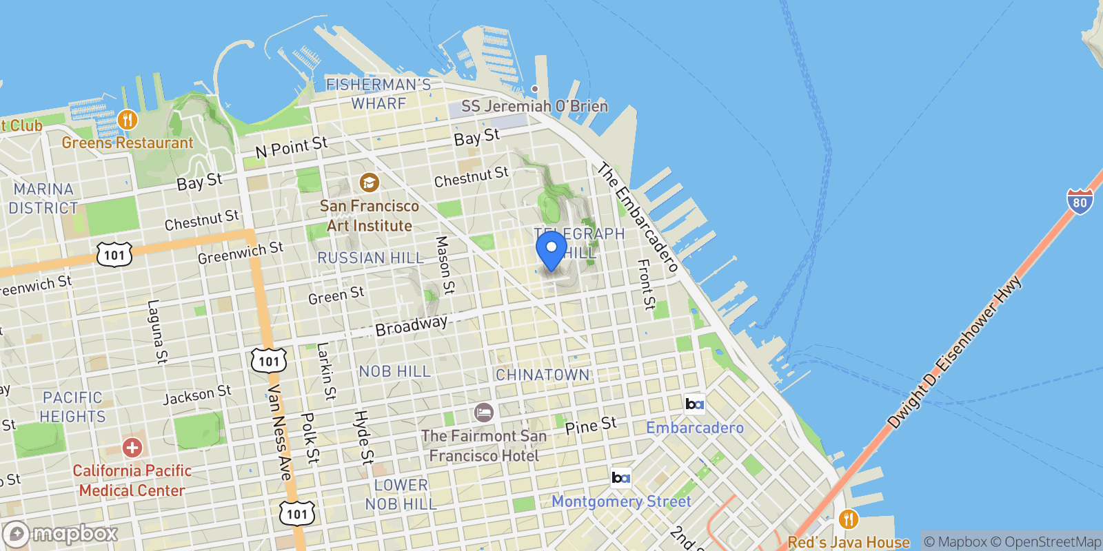 Map showing 1217-1219 Kearny, San Francisco, CA 94133, San Francisco, California, United States.