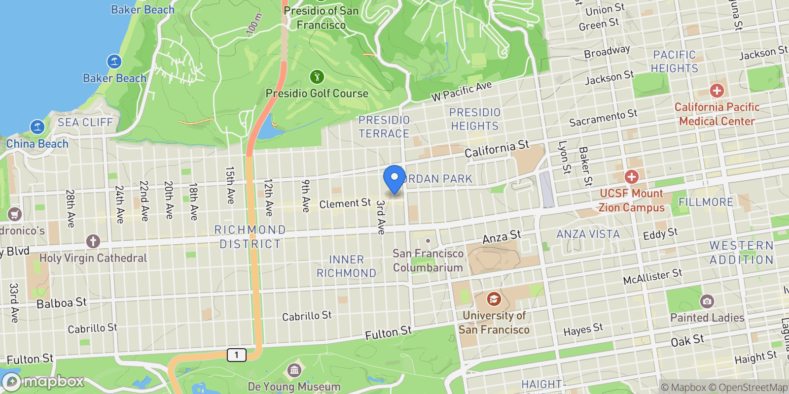 Map showing 3234 Clement Street, San Francisco, CA 94118, San Francisco, California, United States.