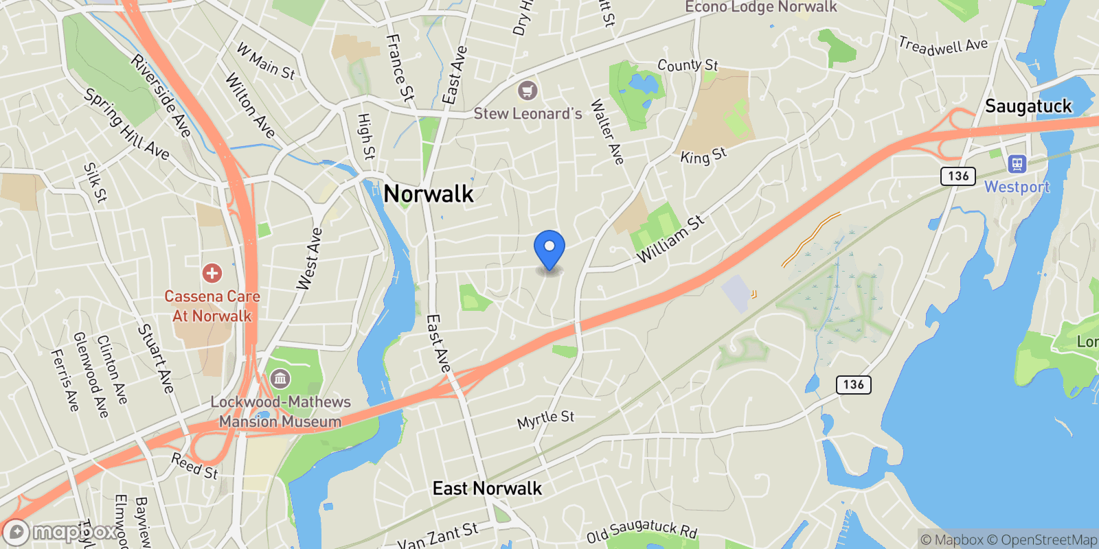 Map showing 26 Chelene Road, Norwalk, Connecticut, United States.