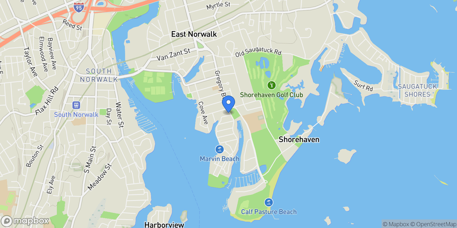 Map showing 108 Gregory Boulevard, Norwalk, Connecticut, United States.
