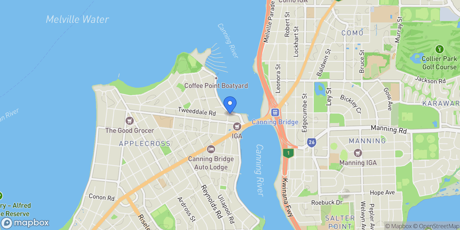 Map showing 1001C/55 Canning Beach Road Applecross, Perth, WA 6153, Perth, Western Australia, Australia.