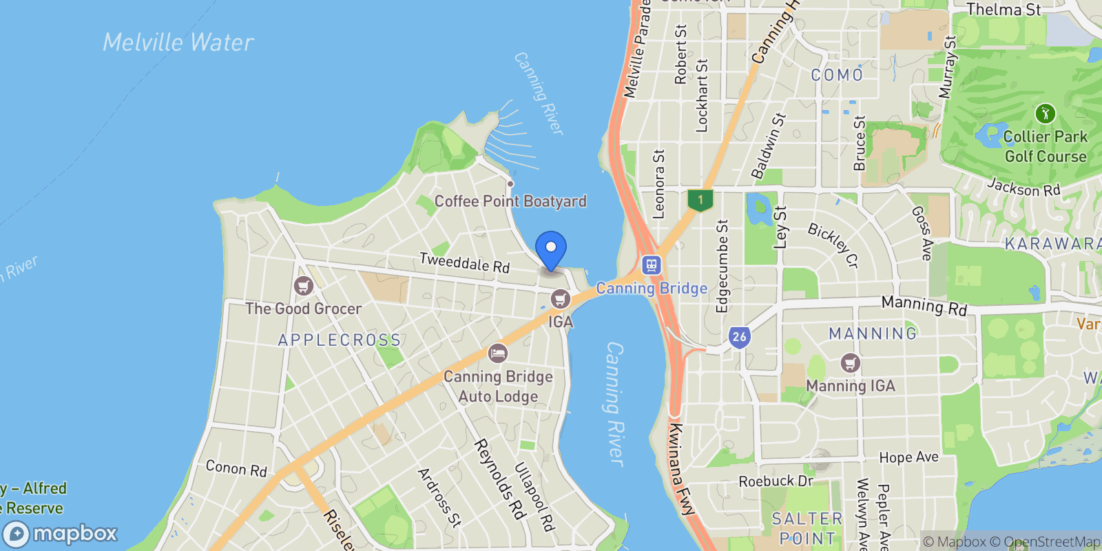 Map showing 1106E/59 Canning Beach Road Applecross , Perth, WA 6153, Perth, Western Australia, Australia.