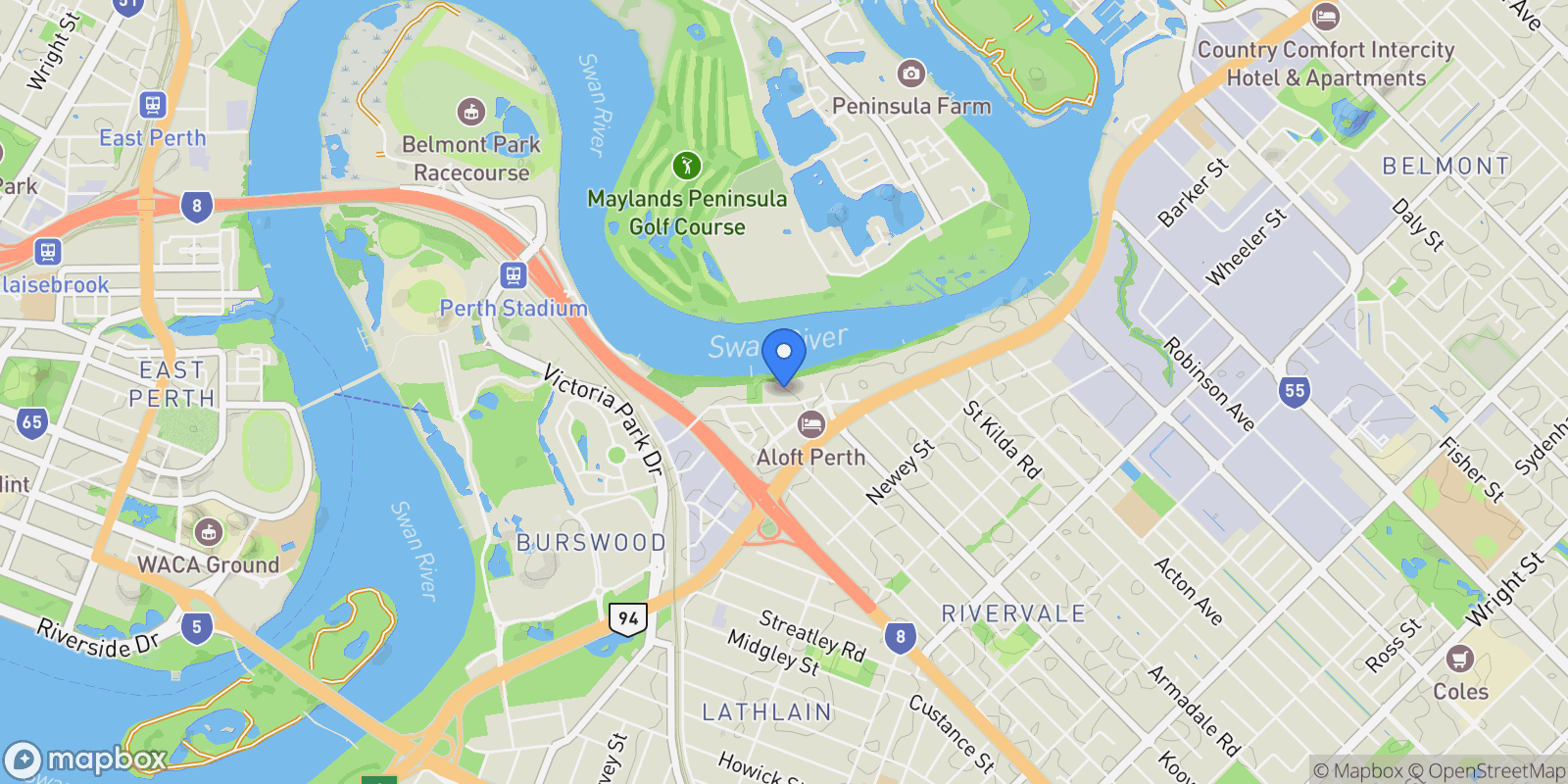 Map showing 805/60 Riversdale Road Rivervale, Perth, WA 6103, Perth, Western Australia, Australia.