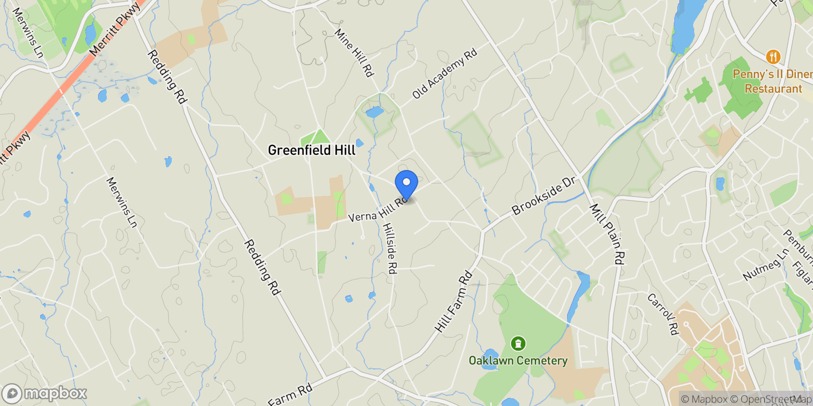Map showing 179 Verna Hill Road, Fairfield, Connecticut, United States.
