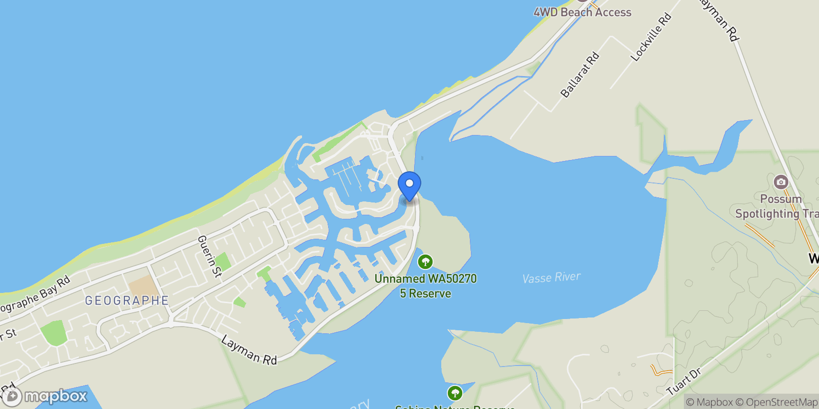 Map showing 61 Lanyard Boulevard Geographe, Perth, WA 6280, Geographe, Western Australia, Australia.