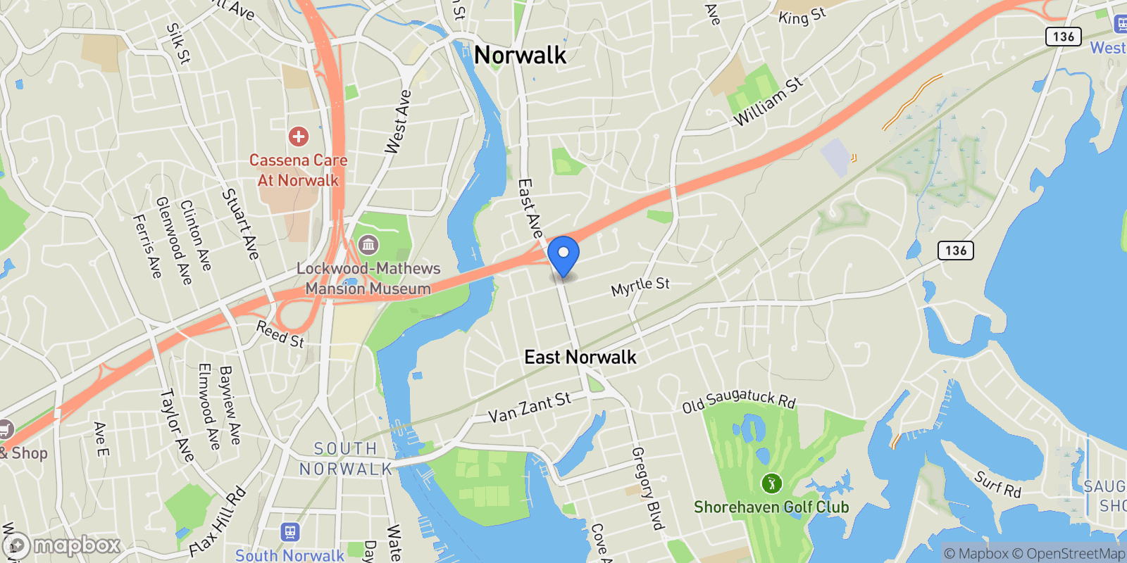 Map showing 189 East Avenue, Norwalk, Connecticut, United States.
