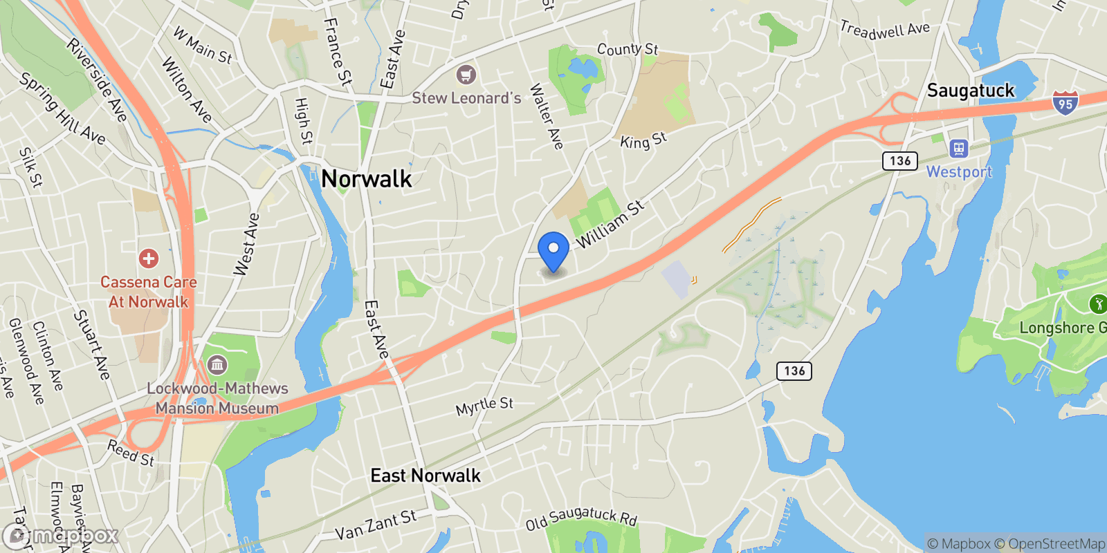 Map showing 14 Dairy Farm Road, Norwalk, Connecticut, United States.