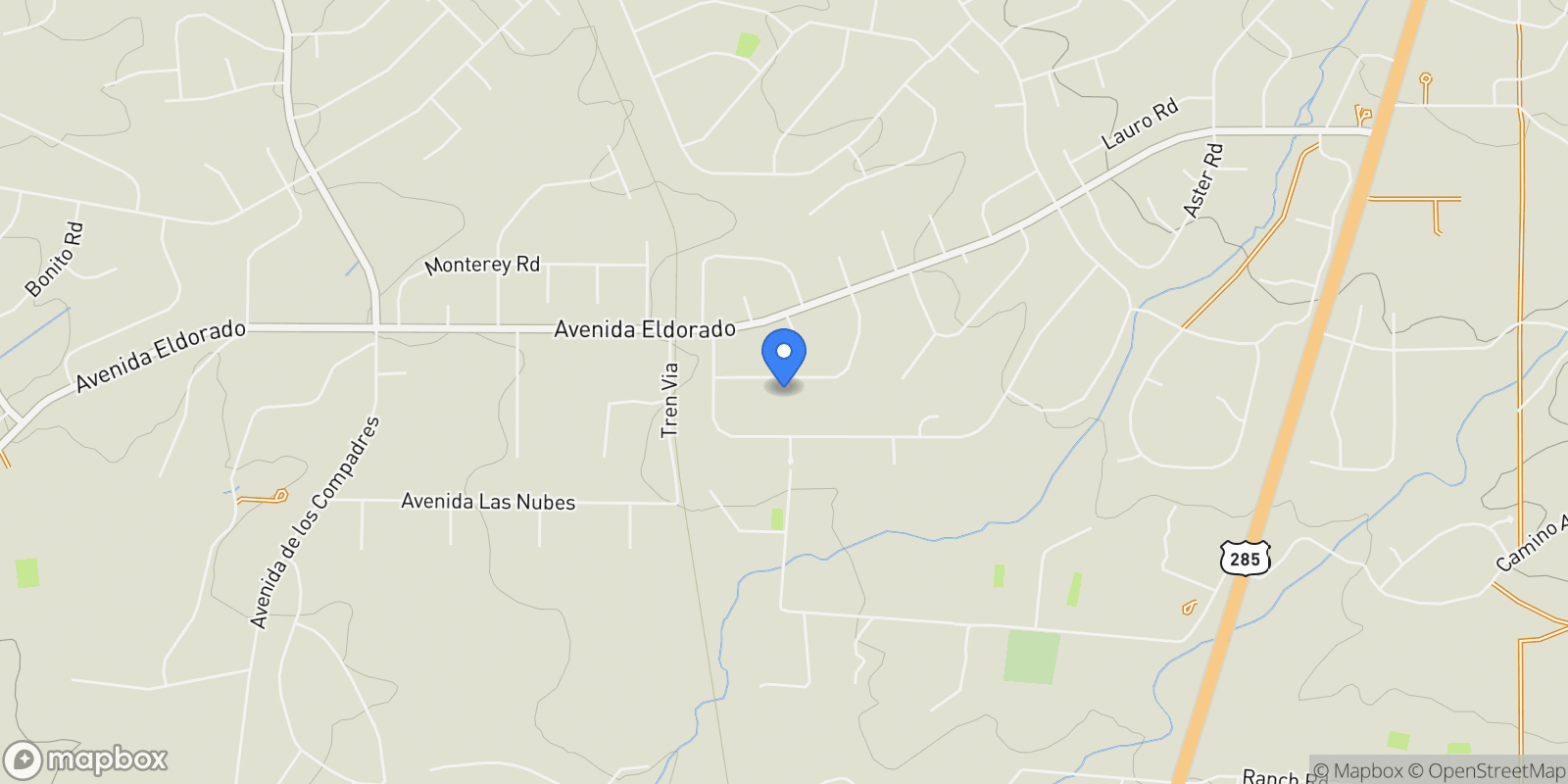 Map showing 21 Cagua Road, Santa Fe, NM 87508, Santa Fe, New Mexico, United States.