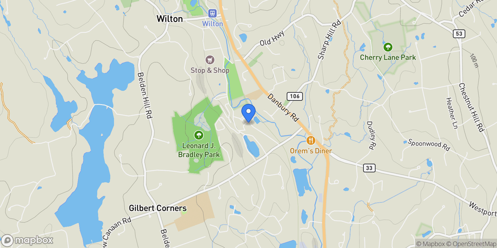 Map showing 36 Wilton Crest, Wilton, Connecticut, United States.