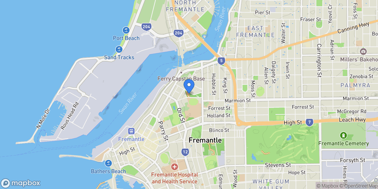 Map showing 412E/2 Vale Street Fremantle, Perth, WA 6160, Perth, Western Australia, Australia.